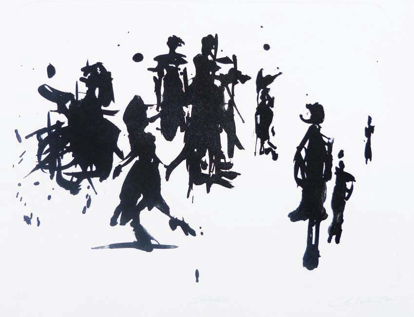 Städter.
Steindruck (Tusche).
32 x 43 cm. 2017
Auflage: 2