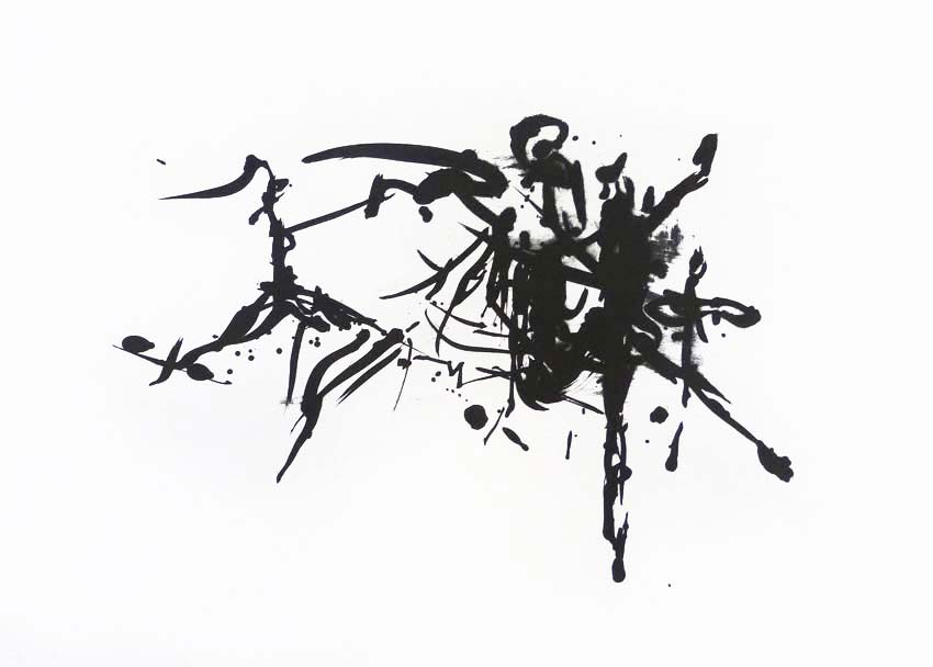 Tanz-bewegt.
Steindruck (Tusche).
32 x 43 cm. 2018
Auflage: 2