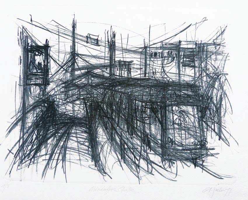 Wilsdruffer Strasse.
Steindruck (Kreide).
32 x 43 cm. 2018
Auflage: 4